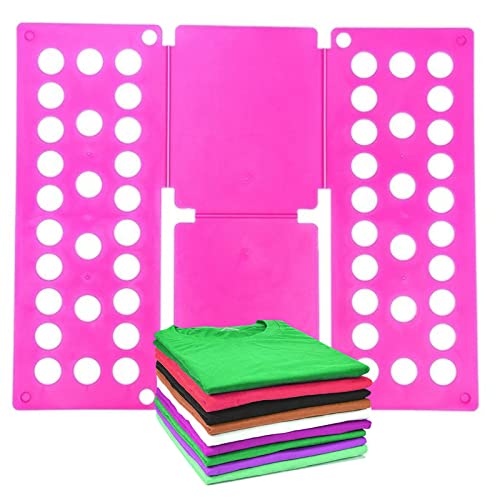 Folding Boards Quality Kids Magic Clothes Folder T Shirts Jumpers Organizer Fold Save Time Quick Clothes Folding Board Clothes Holder (Pink)