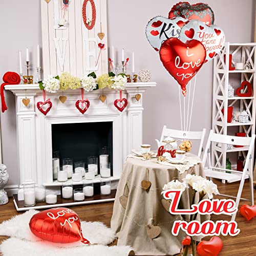 24 Pieces Valentines Day Balloons I Love You Foil Balloon Kiss Me Heart Decorations Anniversary Romantic 18 Inch Balloon for Valentines Sweetest Day Wedding Supplies