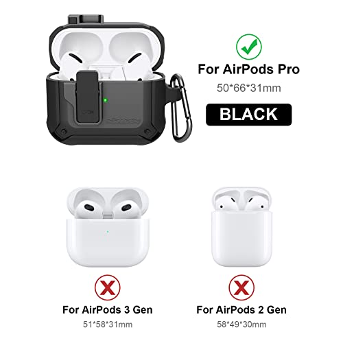 Nillkin for Airpods Pro Case Cover with Secure Lock,Press auto pop-Out Earphone case, Military Grade Armor Solid case Full-Body Hard Shell Protective Cover with Keychain for AirPod Pro 2019 - Black