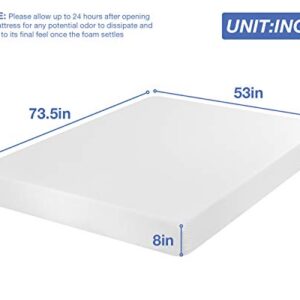 BLKMTY Mattress Full 73.5" x 53" x 8" Bed Mattress Gel Full Mattress Gel Memory Foam Mattress Full Size for Cool Sleep Pressure Relief Medium Firm Mattress CertiPUR-US Certified/Bed-in-a-Box