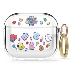 elago bt21 case compatible with apple airpods 3rd generation case, clear case with keychain compatible with airpods 3 case, reduce yellowing, wireless charging [official merchandise] [7flavors]