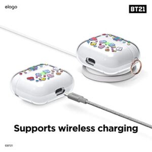 elago BT21 Case Compatible with Apple AirPods 3rd Generation Case, Clear Case with Keychain Compatible with AirPods 3 Case, Reduce Yellowing, Wireless Charging [Official Merchandise] [7FLAVORS]