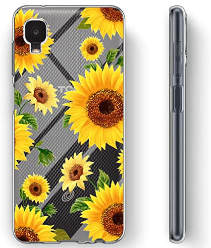 YJROP (3-Pack) for Alcatel TCL A3 A509DL/for TCL A30 Case, Soft Clear TPU [Scratch-Resistant] Drop Silicone Bumper Protection Shockproof Phone Case Cover for Alcatel TCL A3 A509DL,Flower