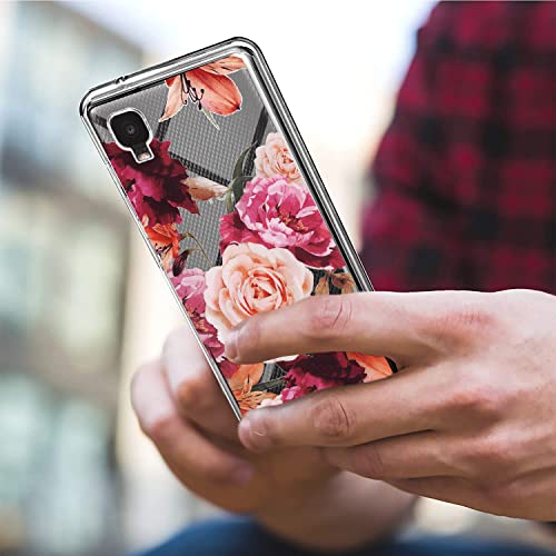 YJROP (3-Pack) for Alcatel TCL A3 A509DL/for TCL A30 Case, Soft Clear TPU [Scratch-Resistant] Drop Silicone Bumper Protection Shockproof Phone Case Cover for Alcatel TCL A3 A509DL,Flower