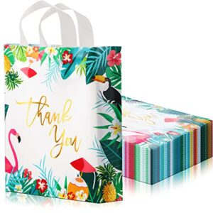 thank you gift bags 50 pieces floral design gift bags for small business thank you plastic bags with handles gift bags for small business party favor bags gift wrap bags for wedding, 11.8 x 12.6 inch