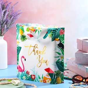 Thank You Gift Bags 50 Pieces Floral Design Gift Bags for Small Business Thank You Plastic Bags with Handles Gift Bags for Small Business Party Favor Bags Gift Wrap Bags for Wedding, 11.8 x 12.6 Inch
