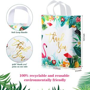 Thank You Gift Bags 50 Pieces Floral Design Gift Bags for Small Business Thank You Plastic Bags with Handles Gift Bags for Small Business Party Favor Bags Gift Wrap Bags for Wedding, 11.8 x 12.6 Inch