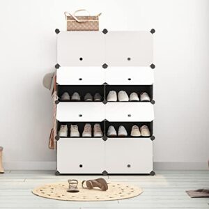 aeitc shoe rack organizer shoe organizer shoe storage cabinet narrow standing stackable space saver shoe rack (32 pairs, white)