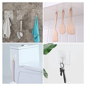 Yozone 15 Piece Heavy Duty Sticky Hooks ,Waterproof and Oilproof Transparent Reusable Seamless Hooks with 22lb(Max)for Bathroom,Kitchen and Home Sticky Hooks (5Large+10small)