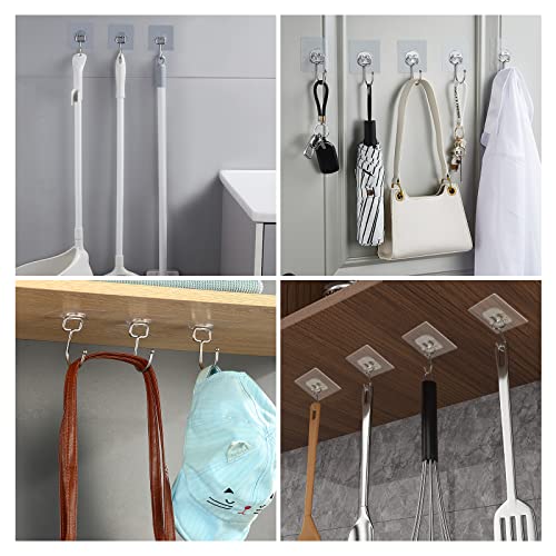 Yozone 15 Piece Heavy Duty Sticky Hooks ,Waterproof and Oilproof Transparent Reusable Seamless Hooks with 22lb(Max)for Bathroom,Kitchen and Home Sticky Hooks (5Large+10small)