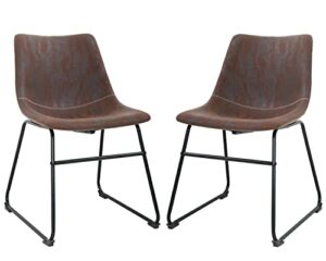bestoffice dining chairs set of 2 kitchen chairs living room chairs 18" w x 20" d x 30" h inches counter stools with backs leather island chairs,brown