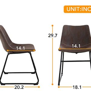 BestOffice Dining Chairs Set of 2 Kitchen Chairs Living Room Chairs 18" W x 20" D x 30" H Inches Counter Stools with Backs Leather Island Chairs,Brown