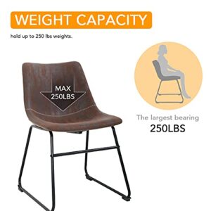 BestOffice Dining Chairs Set of 2 Kitchen Chairs Living Room Chairs 18" W x 20" D x 30" H Inches Counter Stools with Backs Leather Island Chairs,Brown