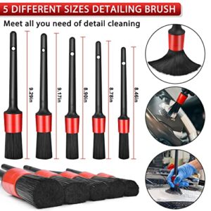 10 Pcs Car Detailing Brush Set ,Including 5 pcs Detail Brush , 3 pcs Wire Brush , Air Conditioner Brush and Microfiber Towel for Cleaning Wheels,Dashboard,Interior,Exterior,Leather, Air Vents, Emblems