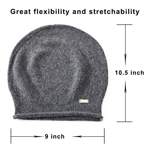 jaxmonoy Cashmere Slouchy Knit Beanie Hat for Women Winter Soft Warm Ladies Wool Knitted Skull Beanies Cap - Dark Grey