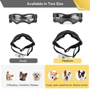 PETLESO Dog Goggles Small Breed, UV Protection Dog Sunglasses for Medium Dog Outdoor Riding Driving, Medium Black