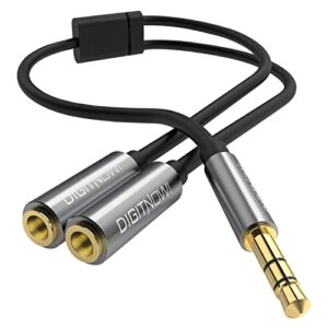 digitnow headphone splitter,3.5mm extension cable audio stereo y splitter (hi-fi sound), 3.5mm male to female dual headset jack adapter for iphone samsung tablet laptop, ps4, switch & more