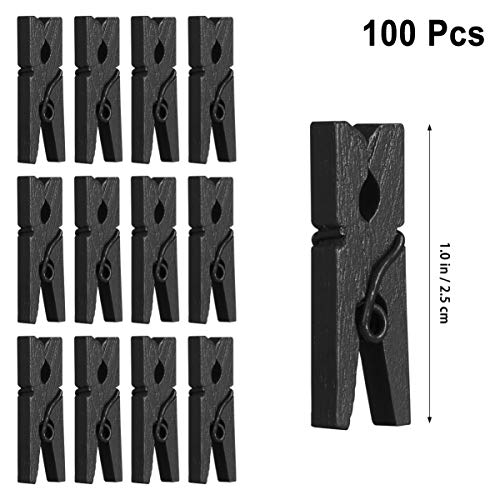 SEWACC Mini Clothespins Wooden Photo Clips Mini Clothes Pins 100pcs Decorative Wood Clips for Wall Hanging Pictures