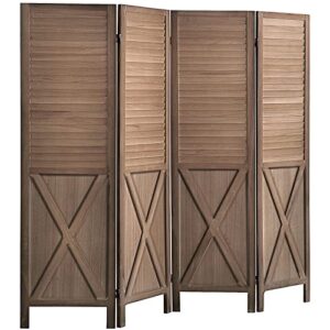 room dividers and folding privacy screens room divider 5.6 ft tall, wood room divider wall folding screen,4 panel room divider wall 16" wide panel,brown