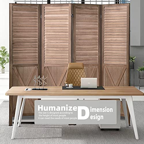 Room Dividers and Folding Privacy Screens Room Divider 5.6 FT Tall, Wood Room Divider Wall Folding Screen,4 Panel Room Divider Wall 16" Wide Panel,Brown