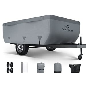 vinpatio 7 layers pop up camper cover, folding camper trailer cover fits 12'-14' trailers, grey