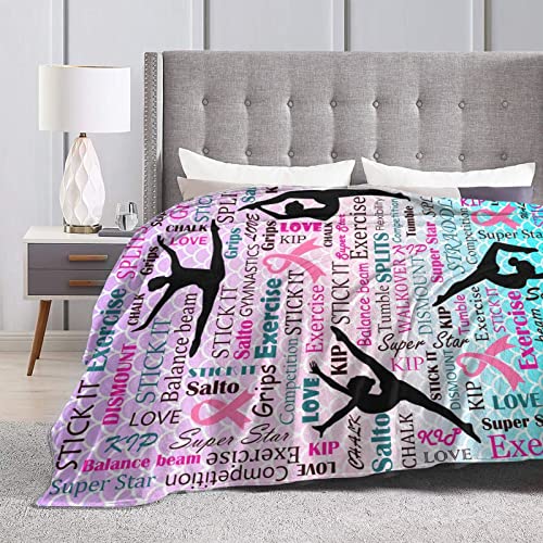 Kenaat Throw Blanket I Love Gymnastics Blanket Soft Lightweight Bed Blanket for Women Men Kids Blankets for Couch Sofa All Season