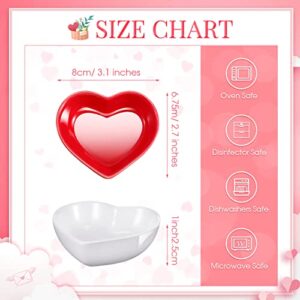 9 Pieces Heart Shaped Bowls Valentine's Day Multipurpose Ceramic Heart Sauce Dish Seasoning Heart Shaped Serving Bowls Sushi Dipping Kawaii Bowl Trinket Dish for Home Kitchen, Multiple Colour