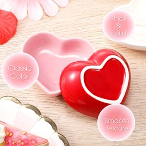 9 Pieces Heart Shaped Bowls Valentine's Day Multipurpose Ceramic Heart Sauce Dish Seasoning Heart Shaped Serving Bowls Sushi Dipping Kawaii Bowl Trinket Dish for Home Kitchen, Multiple Colour