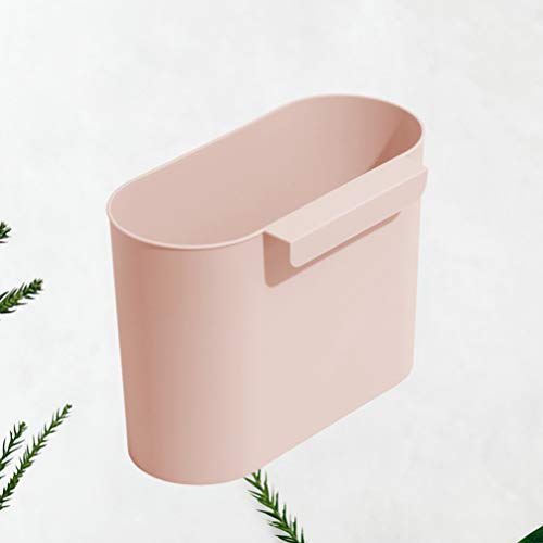 Angoily Hanging Trash Can Garbage Basket: Kitchen Hanging Waste Bin Deskside Rubbish Can Under Sink Cabinet Trash Bucket for Kitchen Bathroom Pink