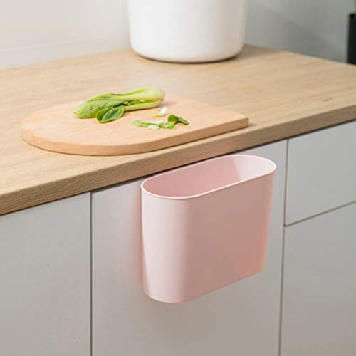 Angoily Hanging Trash Can Garbage Basket: Kitchen Hanging Waste Bin Deskside Rubbish Can Under Sink Cabinet Trash Bucket for Kitchen Bathroom Pink