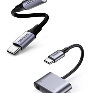 UGREEN Braided USB C to 3.5mm Audio Adapter and 2 in 1 USB C to 3.5mm Headphone and Charger Adapter Bundle