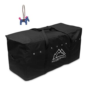 mount gihulo hay bag for horses - 600d polyester horse hay bag, hay storage bag - carry handles, pvc waterproofing, 2-string bale + horse charm