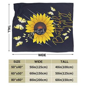 Ultra Soft Blanket Sunflower and Butterfly Throws Blanket Plush Fuzzy Lightweight Couch Sofa Bed Warm Cozy Flannel Blanket for Kids and Adults Gift 50 X 40