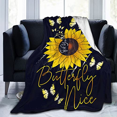 Ultra Soft Blanket Sunflower and Butterfly Throws Blanket Plush Fuzzy Lightweight Couch Sofa Bed Warm Cozy Flannel Blanket for Kids and Adults Gift 50 X 40