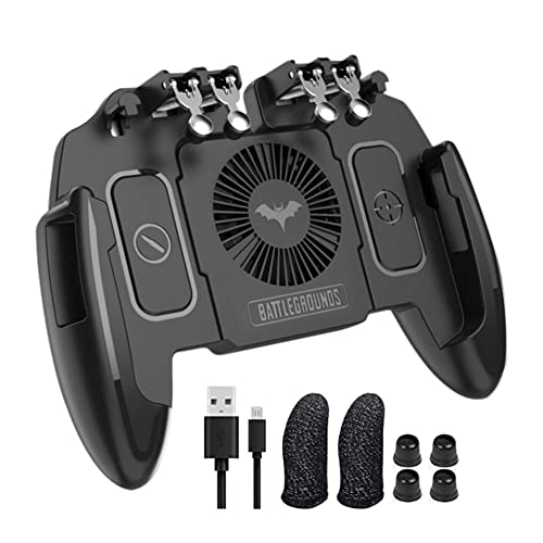 FURZEQIFA PUBG Mobile Controller Joystick Turnover Button Gamepad for PUBG iOS Android Six Finger Operating Gamepad With Cooling Fan