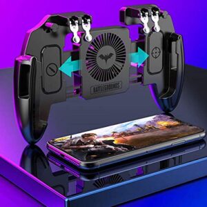 FURZEQIFA PUBG Mobile Controller Joystick Turnover Button Gamepad for PUBG iOS Android Six Finger Operating Gamepad With Cooling Fan