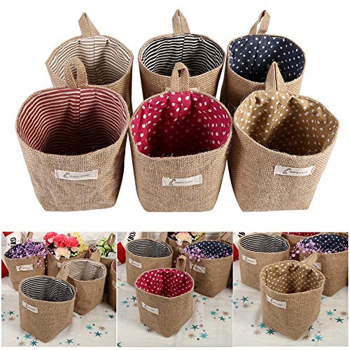 Cotton Linen Laundry Hamper Bag, Cotton Linen Hamper Hanging Clothes Bag for Home Gadget Storage Organizer Foldable Basket Bin (Blue Stripe)