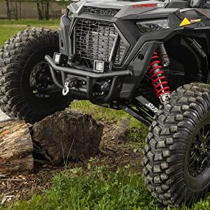 SuperATV Winch-Ready Front Bumper for Polaris RZR XP Turbo S (See Fitment) - Made of Heavy Duty Steel Tubing - 4500 Lb. SuperATV Winch with Synthetic Rope Included - Black, UV Resistant Powder Coating