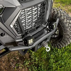 SuperATV Winch-Ready Front Bumper for Polaris RZR XP Turbo S (See Fitment) - Made of Heavy Duty Steel Tubing - 4500 Lb. SuperATV Winch with Synthetic Rope Included - Black, UV Resistant Powder Coating