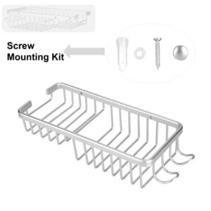 Bathroom Storage Shelf Bathroom Organizer With 2 Hooks, Easy To Clean No Ponding Trouble Space Saving Shower Tidy Organiser Baskets Storage Shelves Bathroom Storage Shower Caddy For Living Room