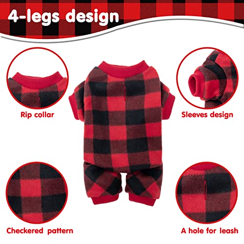 MUDAN Dog Sweaters Grid for Cold Weather Cat Apparel (RED, M)