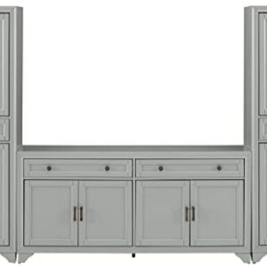 Crosley Furniture Tara 3-Piece Sideboard and Pantry Set, Distressed Gray