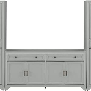 Crosley Furniture Tara 3-Piece Entertainment Set with Sideboard and 2 Storage Cabinets, Distressed Gray