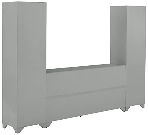 Crosley Furniture Tara 3-Piece Sideboard and Bookcase Set, Distressed Gray