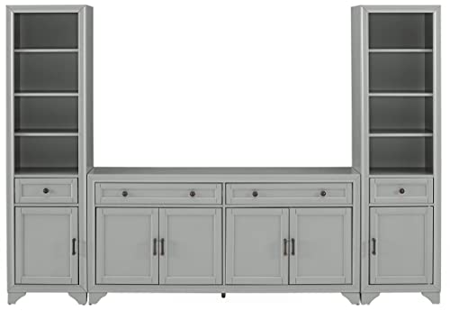 Crosley Furniture Tara 3-Piece Sideboard and Bookcase Set, Distressed Gray