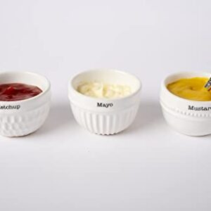 Mud Pie Condiment Set, dip 2" x 3" dia | spoon 3 1/2", White