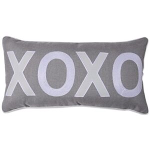 pillow perfect valentine’s day lumbar throw pillow in xoxo, 13” x 25”, grey