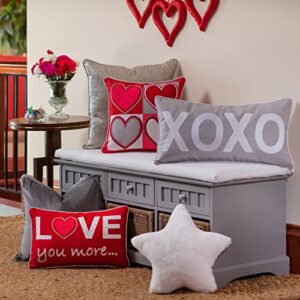 Pillow Perfect Valentine’s Day Lumbar Throw Pillow in XOXO, 13” x 25”, Grey