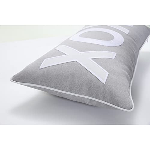 Pillow Perfect Valentine’s Day Lumbar Throw Pillow in XOXO, 13” x 25”, Grey