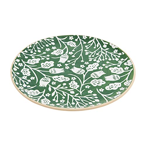 Mud Pie Indigo Platter Set, Green, small 12" dia | large 14" dia